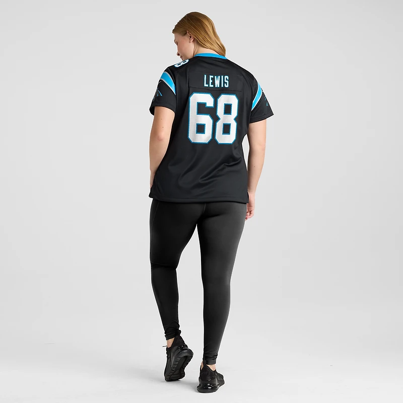 Maillot de match Nike Damien Lewis noir Carolina Panthers pour femme