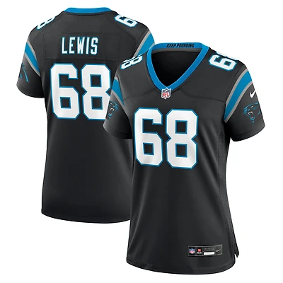Maillot de match Nike Damien Lewis noir Carolina Panthers pour femme