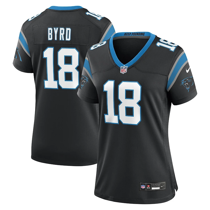 Maillot de joueur des Panthers la Caroline noirs Damiere Byrd Nike pour femme