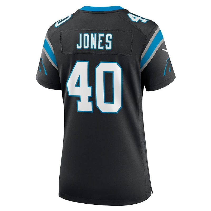 Maillot de match Nike Deion Jones des Panthers la Caroline noir pour femme
