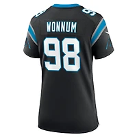 Maillot de match Nike D.J. Wonnum noir Carolina Panthers pour femme