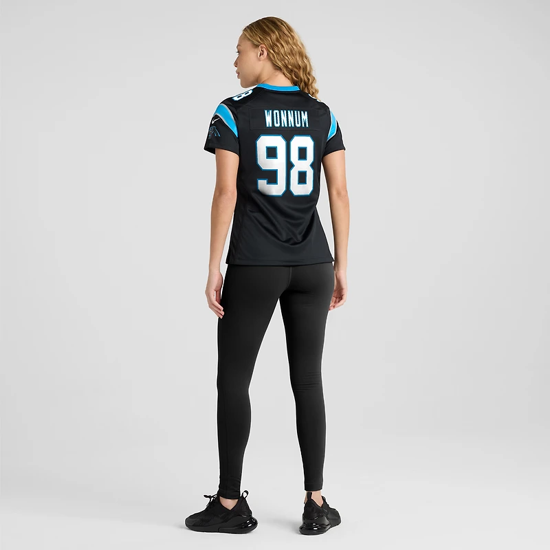 Maillot de match Nike D.J. Wonnum noir Carolina Panthers pour femme