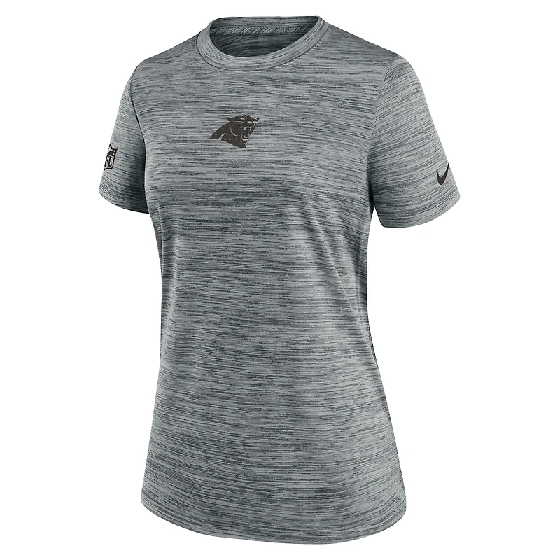T-shirt Nike gris Carolina Panthers Sideline Velocity Dri-FIT pour femme