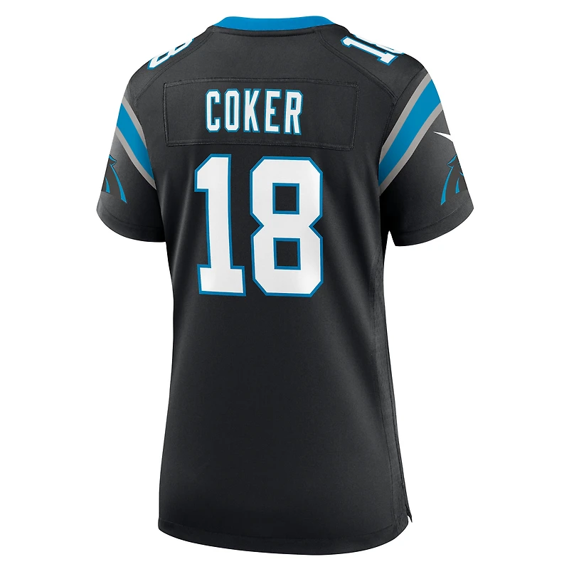 Maillot Nike Jalen Coker noir pour femme des Carolina Panthers