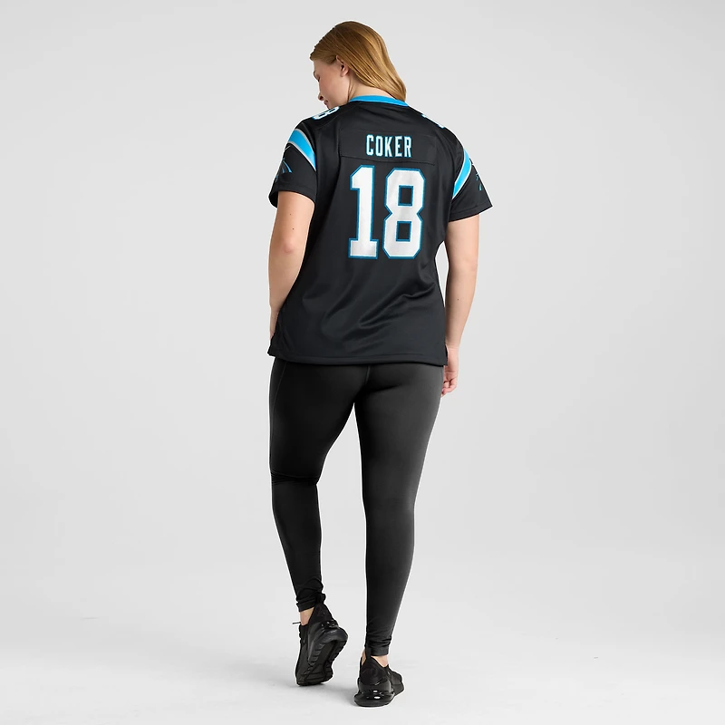 Maillot Nike Jalen Coker noir pour femme des Carolina Panthers