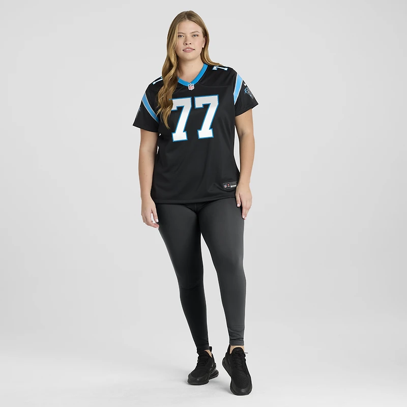 Maillot de match Nike Luke Fortner noir pour femme, Carolina Panthers