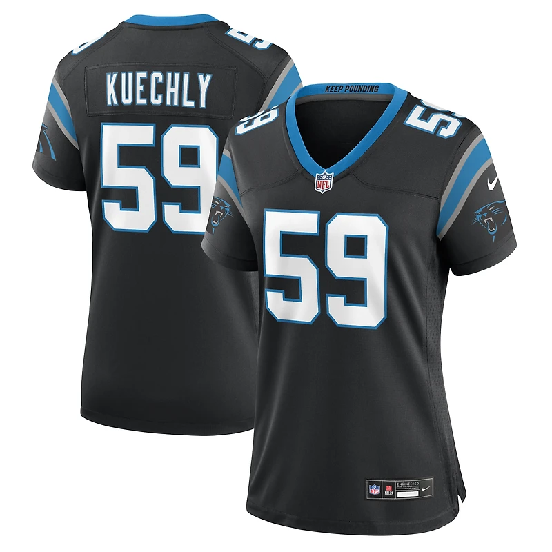 Maillot de match Nike Luke Kuechly noir pour femme, Carolina Panthers
