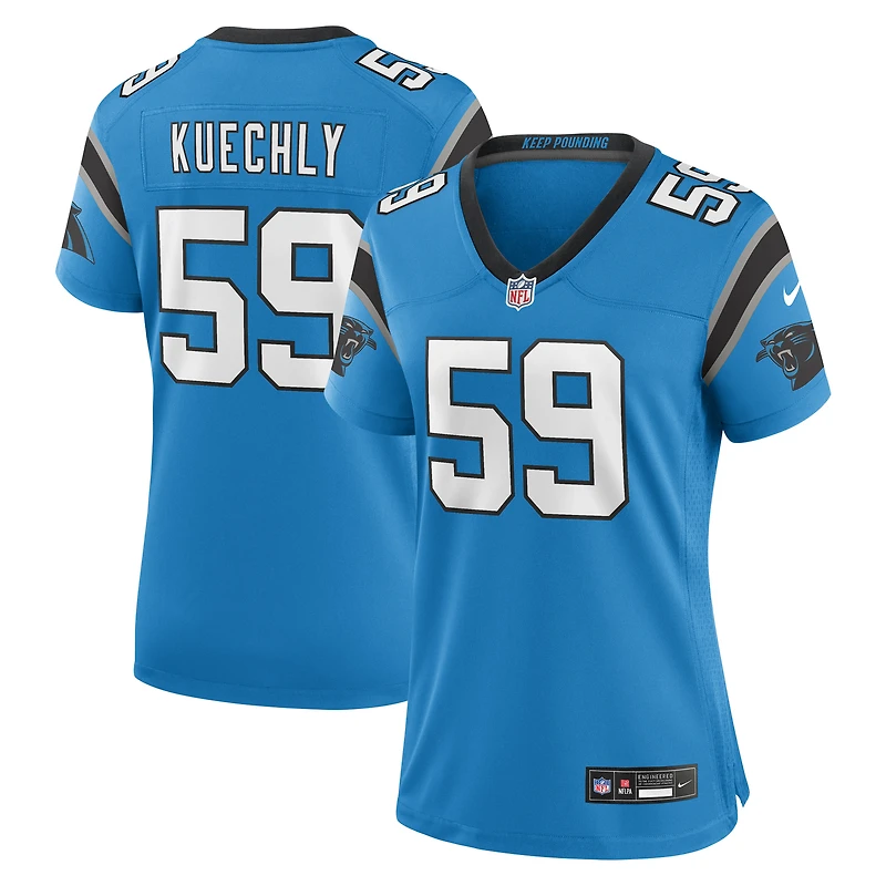 Maillot de match retraité des Panthers la Caroline pour femme Nike Luke Kuechly bleu