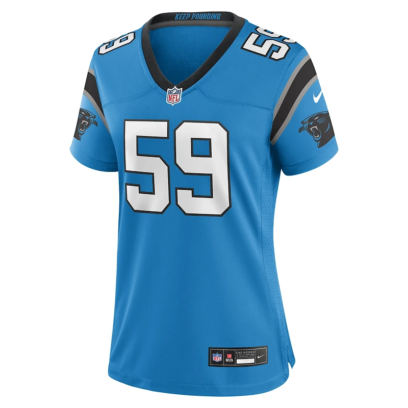 Maillot de match retraité des Panthers la Caroline pour femme Nike Luke Kuechly bleu