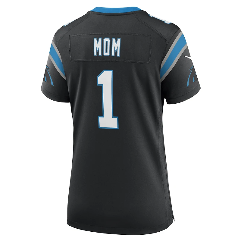 Maillot de match Nike numéro 1 Mom noir des Panthers la Caroline pour femme