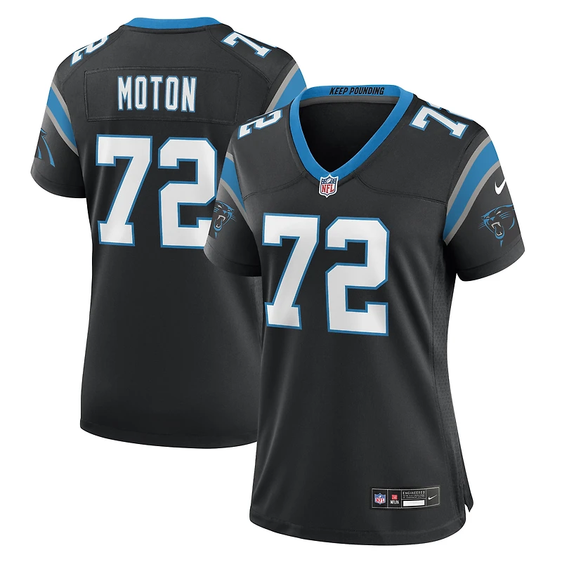 Maillot de match l'équipe Nike Taylor Moton des Panthers la Caroline pour femme, noir