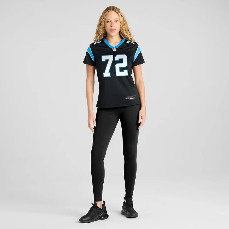 Maillot de match l'équipe Nike Taylor Moton des Panthers la Caroline pour femme, noir