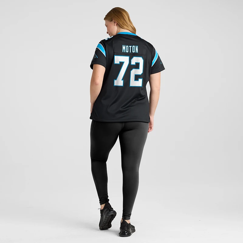 Maillot de match l'équipe Nike Taylor Moton des Panthers la Caroline pour femme, noir
