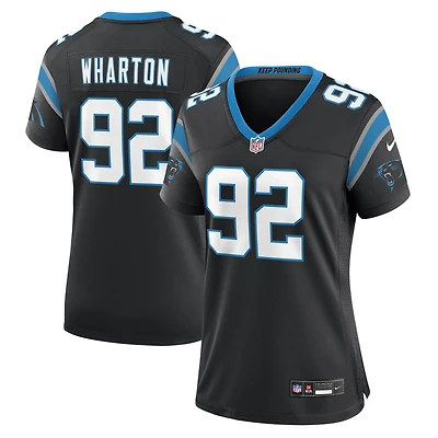 Maillot Nike Tershawn Wharton noir pour femme des Carolina Panthers