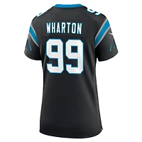Maillot Nike Tershawn Wharton noir pour femme des Carolina Panthers