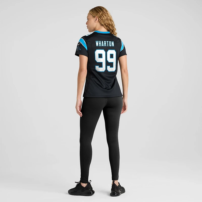 Maillot Nike Tershawn Wharton noir pour femme des Carolina Panthers