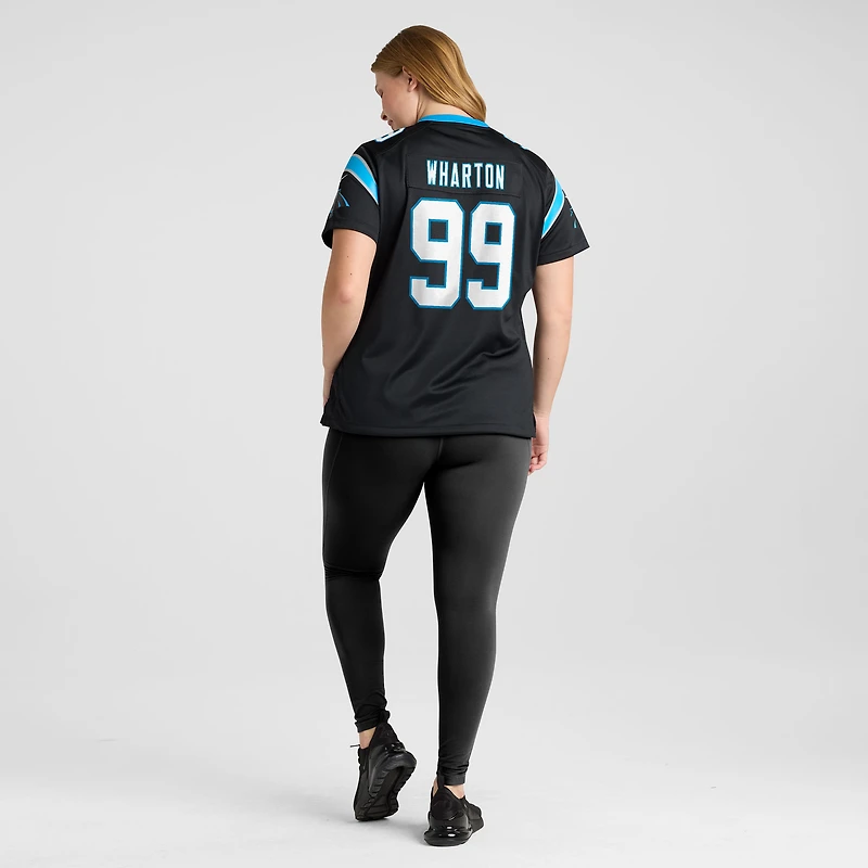 Maillot Nike Tershawn Wharton noir pour femme des Carolina Panthers