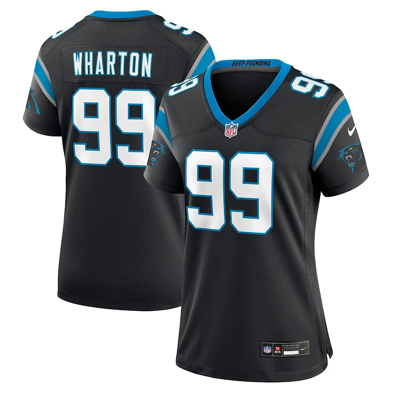 Maillot Nike Tershawn Wharton noir pour femme des Carolina Panthers