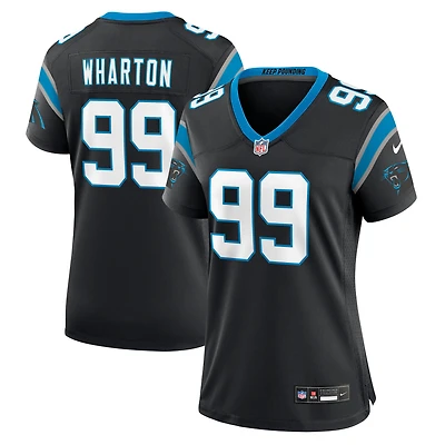 Maillot Nike Tershawn Wharton noir pour femme des Carolina Panthers