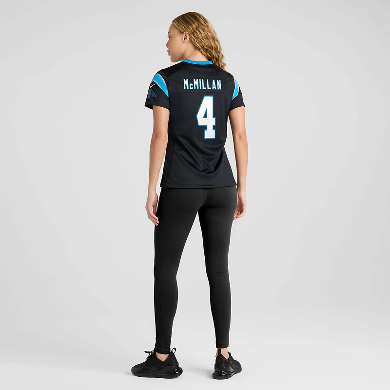 Maillot Nike Tetairoa McMillan noir pour femme, équipe des Carolina Panthers