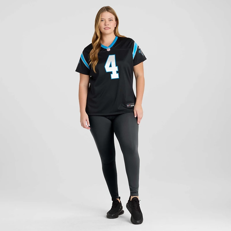 Maillot Nike Tetairoa McMillan noir pour femme, équipe des Carolina Panthers