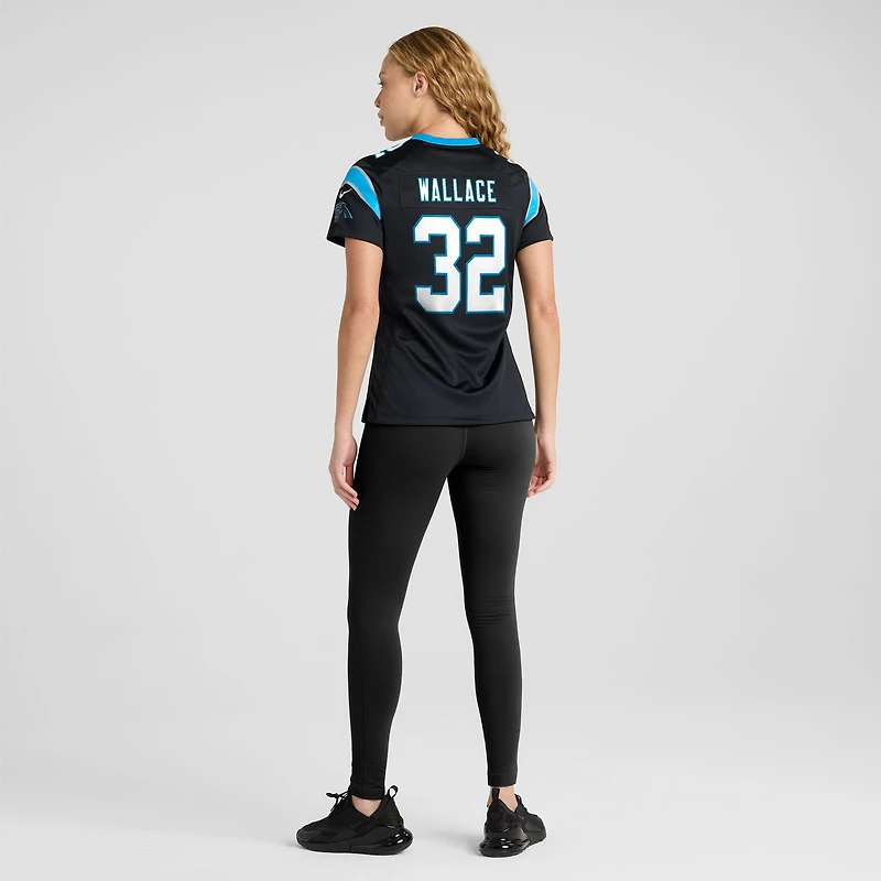 Maillot Nike Trevin Wallace noir pour femme des Carolina Panthers