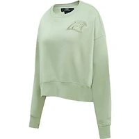 Women's Pro Standard  Light Green Carolina Panthers Oversized Cropped Neutral Pullover Sweatshirt