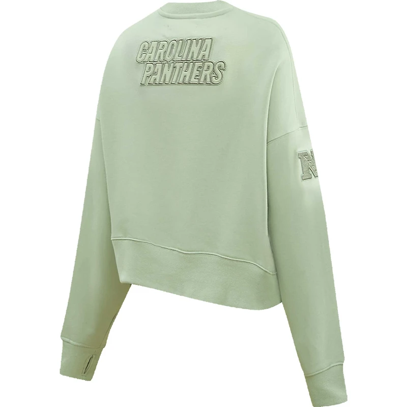Women's Pro Standard Light Green Carolina Panthers Oversized Cropped Neutral Pullover Sweatshirt