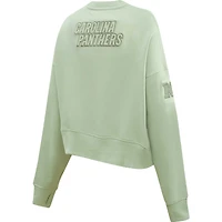 Women's Pro Standard Light Green Carolina Panthers Oversized Cropped Neutral Pullover Sweatshirt
