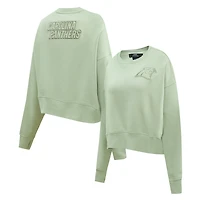 Women's Pro Standard  Light Green Carolina Panthers Oversized Cropped Neutral Pullover Sweatshirt