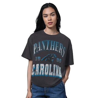 T-shirt surdimensionné noir chiné pour femme des Carolina Panthers, membre du Temple de la renommée