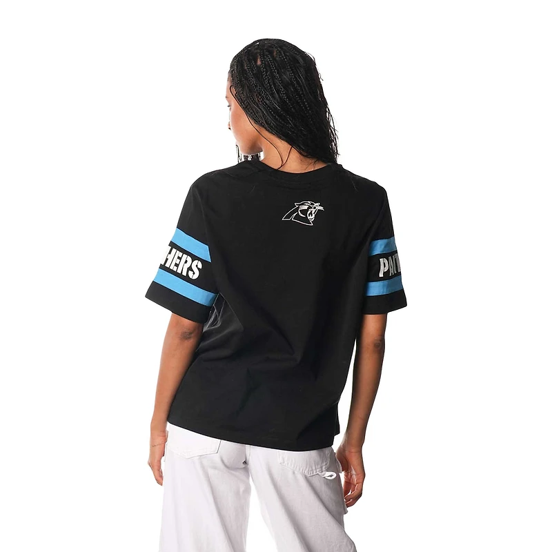 T-shirt à épaules tombantes pour femme The Wild Collective Black Carolina Panthers