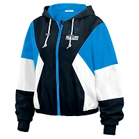 Veste coupe-vent zippée à blocs de couleurs grande taille pour femme WEAR by Erin Andrews noire/bleue Carolina Panthers