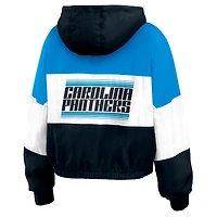 Veste coupe-vent zippée à blocs de couleurs grande taille pour femme WEAR by Erin Andrews noire/bleue Carolina Panthers