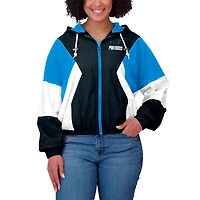 Veste coupe-vent zippée à blocs de couleurs grande taille pour femme WEAR by Erin Andrews noire/bleue Carolina Panthers