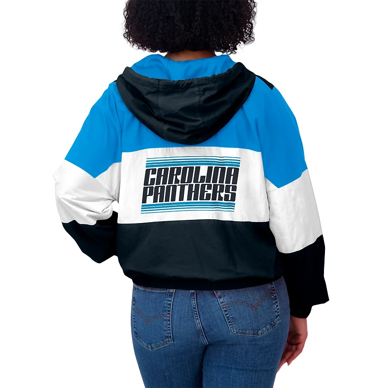 Veste coupe-vent zippée à blocs de couleurs grande taille pour femme WEAR by Erin Andrews noire/bleue Carolina Panthers