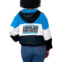 Veste coupe-vent zippée à blocs de couleurs grande taille pour femme WEAR by Erin Andrews noire/bleue Carolina Panthers