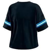 T-shirt court à col en V et blocs de couleurs pour femme WEAR by Erin Andrews Black Carolina Panthers