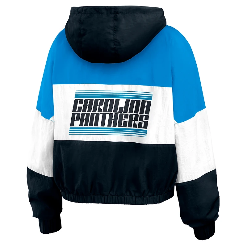 Veste coupe-vent entièrement zippée à blocs de couleurs noire Carolina Panthers WEAR by Erin Andrews pour femme