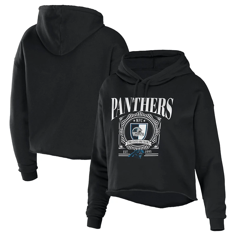 Sweat à capuche court en polaire éponge WEAR by Erin Andrews Black Carolina Panthers pour femme