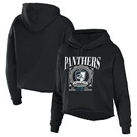 Sweat à capuche court en polaire éponge WEAR by Erin Andrews Black Carolina Panthers pour femme