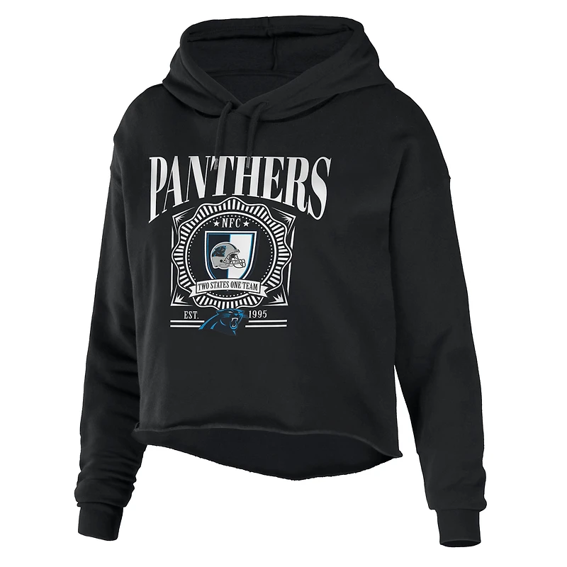 Sweat à capuche court en polaire éponge WEAR by Erin Andrews Black Carolina Panthers pour femme