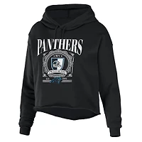 Sweat à capuche court en polaire éponge WEAR by Erin Andrews Black Carolina Panthers pour femme