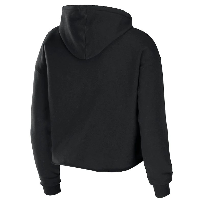 Sweat à capuche court en polaire éponge WEAR by Erin Andrews Black Carolina Panthers pour femme