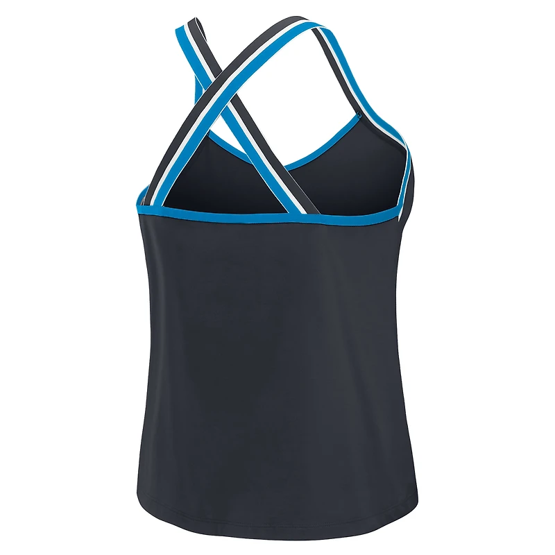 Débardeur tri-blend à bretelles croisées noir Carolina Panthers pour femme WEAR by Erin Andrews