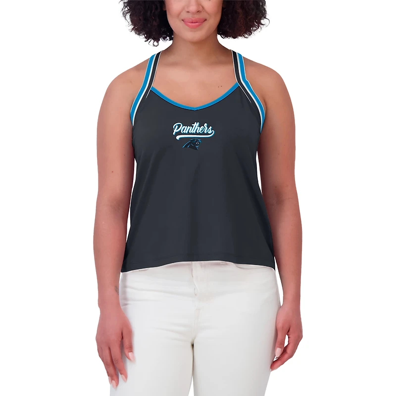 Débardeur tri-blend à bretelles croisées noir Carolina Panthers pour femme WEAR by Erin Andrews