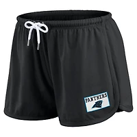 Women's WEAR by Erin Andrews Black Carolina Panthers Heavy Rugby Jersey Long Sleeve T-Shirt & Shorts Lounge Set