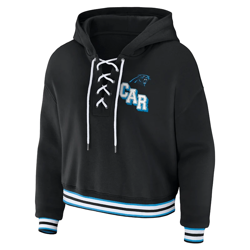Sweat à capuche lacets noir Carolina Panthers pour femme WEAR by Erin Andrews