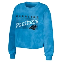 Ensemble de détente pour femme WEAR by Erin Andrews, sweat-shirt court et short tie-dye bleu Carolina Panthers