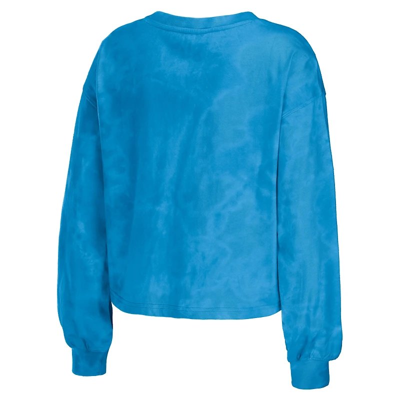Ensemble de détente pour femme WEAR by Erin Andrews, sweat-shirt court et short tie-dye bleu Carolina Panthers